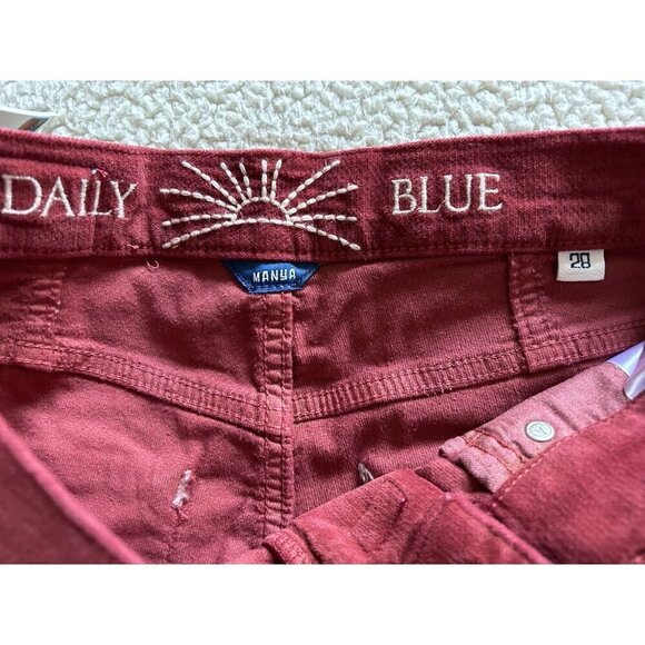 DAILY BLUE by ADRIANO GOLDSCHMIED Manya Corduroy Jeans Swing Burgundy Size 28 - Picture 5 of 12